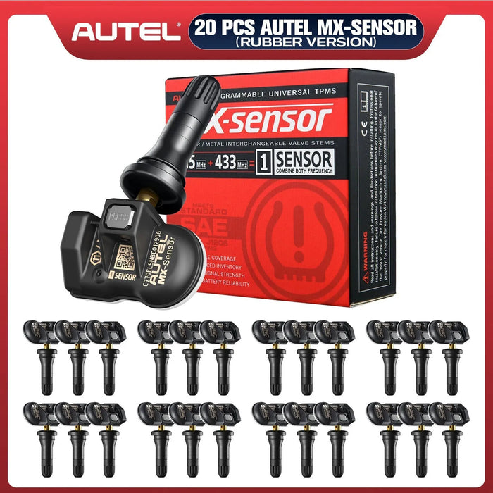 Autel MX-Sensor 433MHz & 315MHz 2in1 Sensor Universal Programmable TPMS Sensor Rubber Valve Clamp In