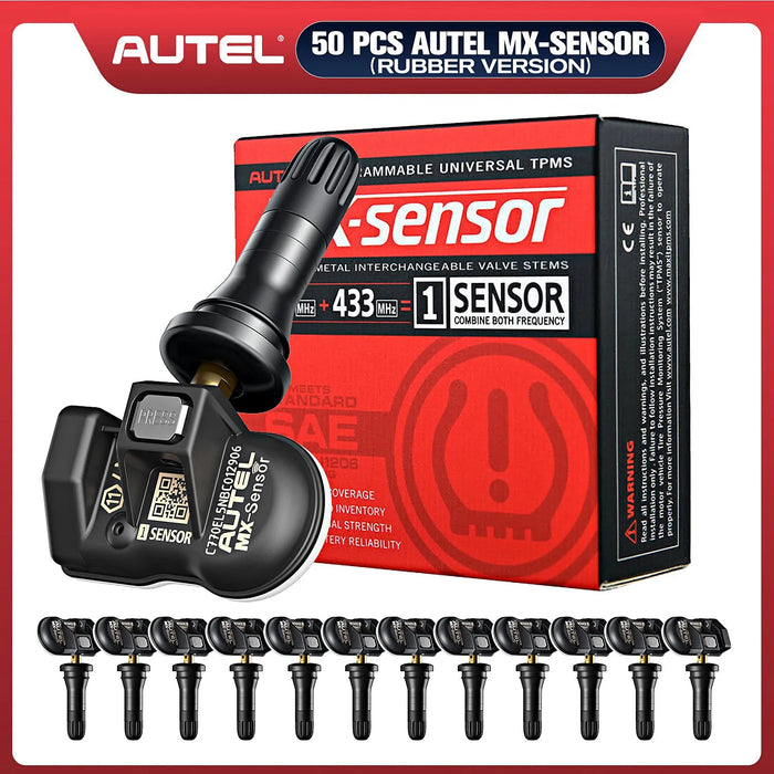 Autel MX-Sensor 433MHz & 315MHz 2in1 Sensor Universal Programmable TPMS Sensor Rubber Valve Clamp In