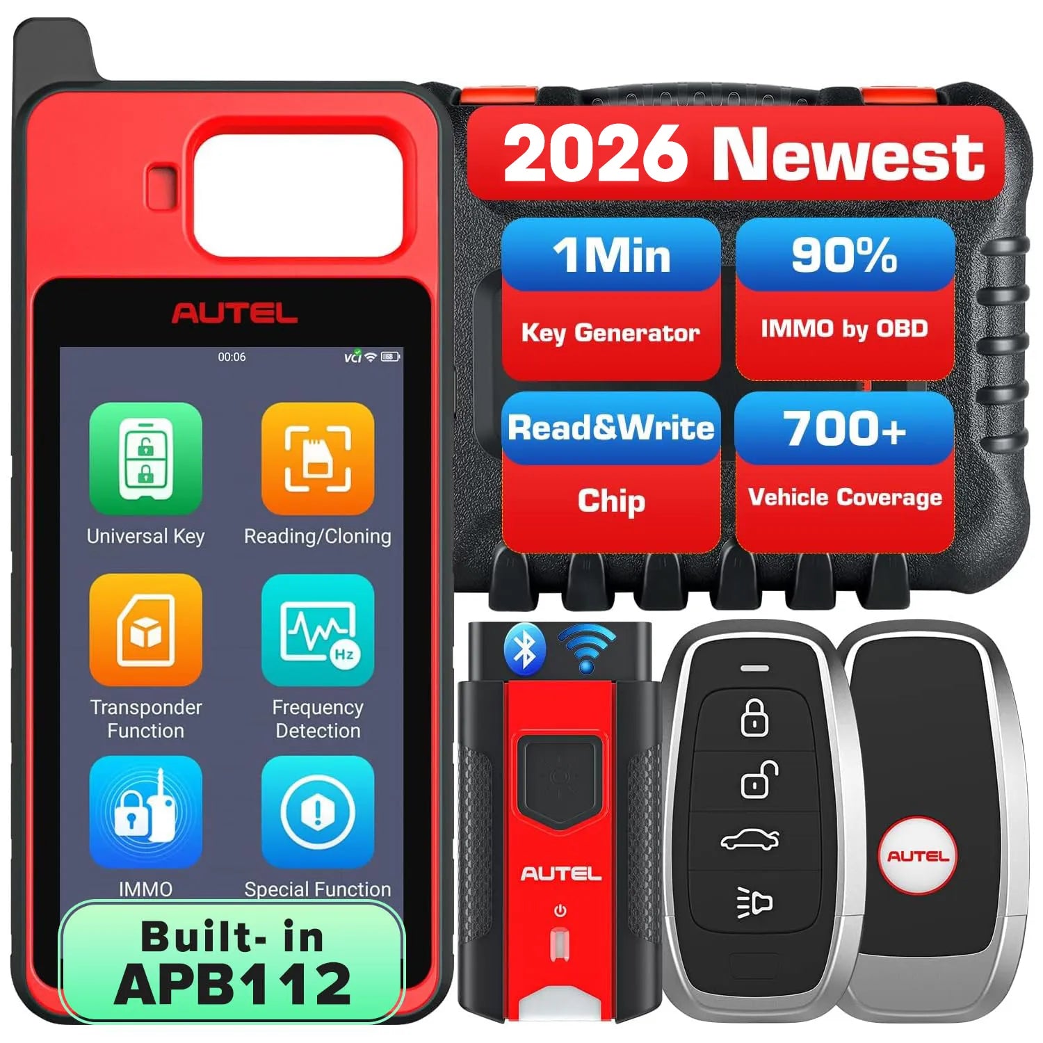 Autel MaxiIM KM100 Key Programmer for Car Key Programming, Key Addition and Lost Key Replacement Across 700+ Vehicle Models Including Toyota, Honda and Nissan