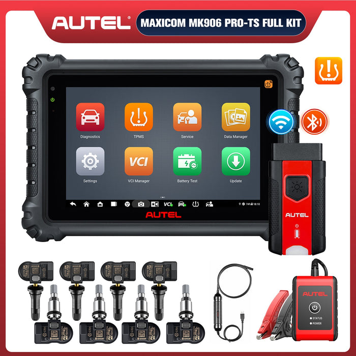 Autel MaxiCOM MK906 Pro-TS / MK906S Pro-TS Full Kit with Autel MV108S & BT506, Full TPMS Functions, Advanced ECU Coding, Bi-Directional Control, Auto Scan 2.0, 36+ Services, Plus 4PCS Metal MX-Sensor & 4PCS Rubber MX-Sensor