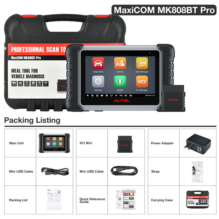 AUTEL MK808BT PRO PACAKGE LIST
