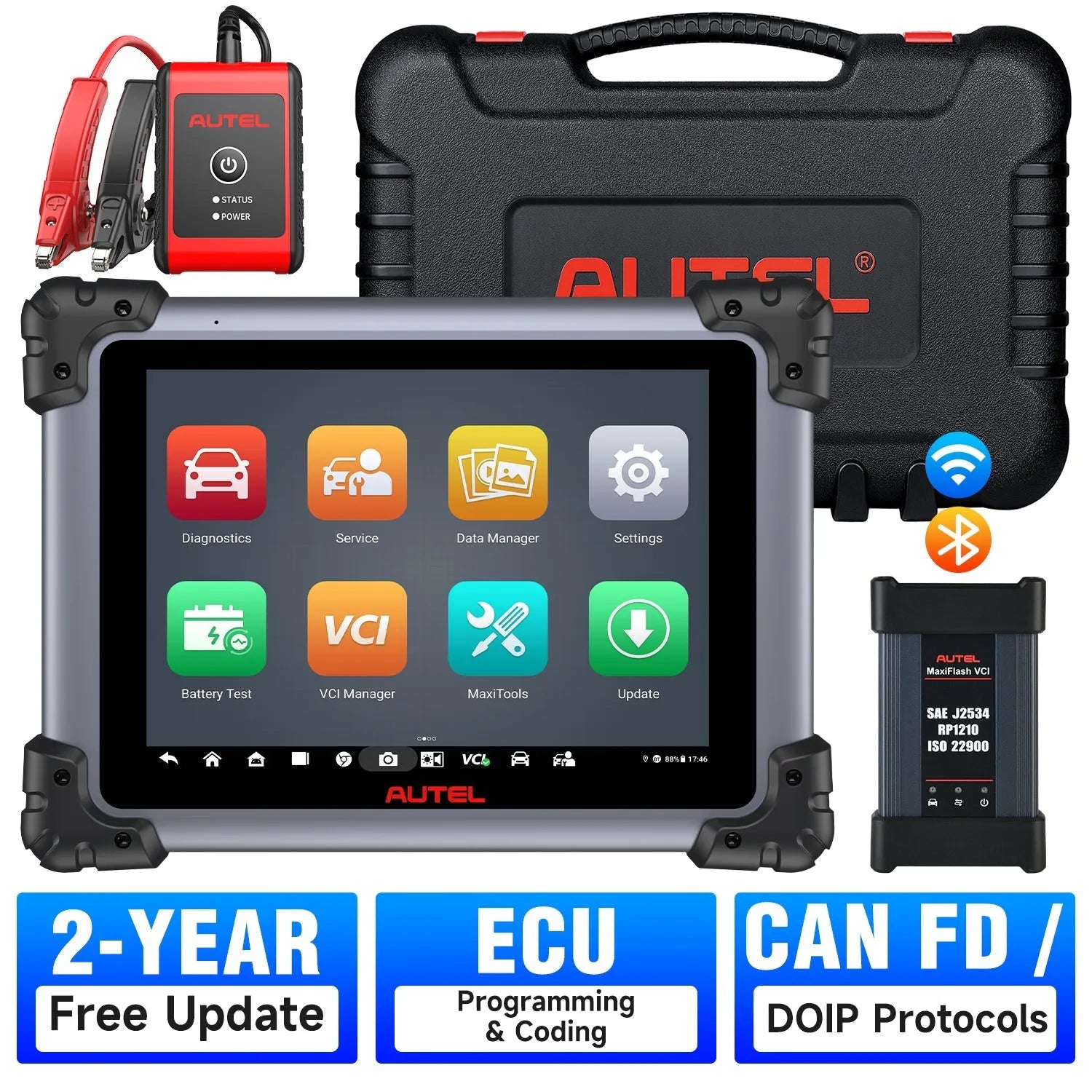 【2-Year Free Update】Autel Maxisys Elite II Pro 2026 , ECU Programming&Coding,  Auto Scan 2.0, Bi-Directional Control, D-PDU/RP1210& DoIP/CAN FD, Full-System Diagnostic, MaxiFlash VCI, 40+ Services, Upgrade Of Elite/Elite II/MS908 PRO