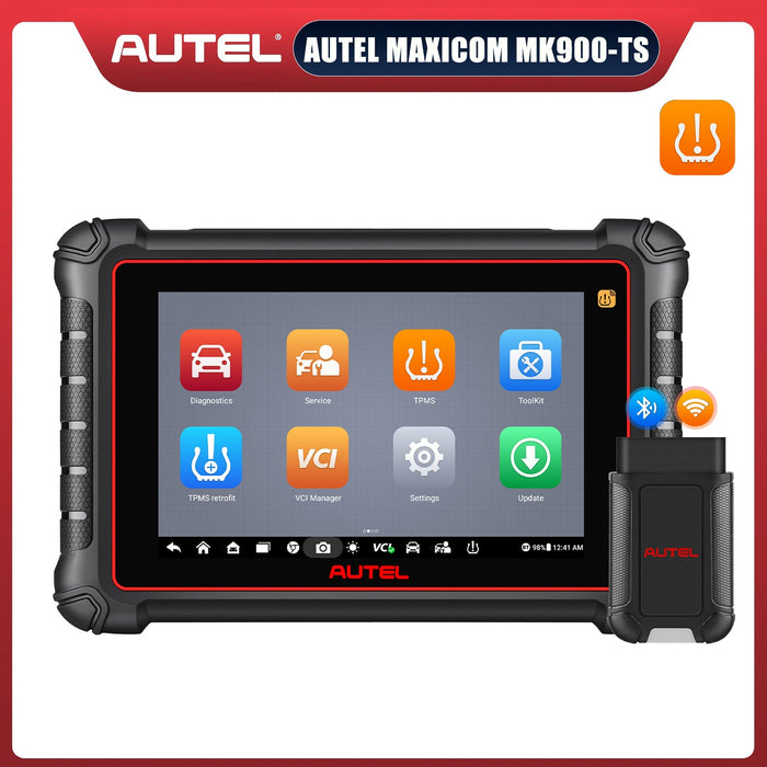 Autel MaxiCOM MK900TS MK900-TS Wireless TPMS Diagnostic Scanner with Android 11.0, Full TPMS Functions, All Systems Diagnostics, Bi-Directional Control, Support DoIP/CAN FD Protocols, 40+ Services, Upgraded of MK808TS