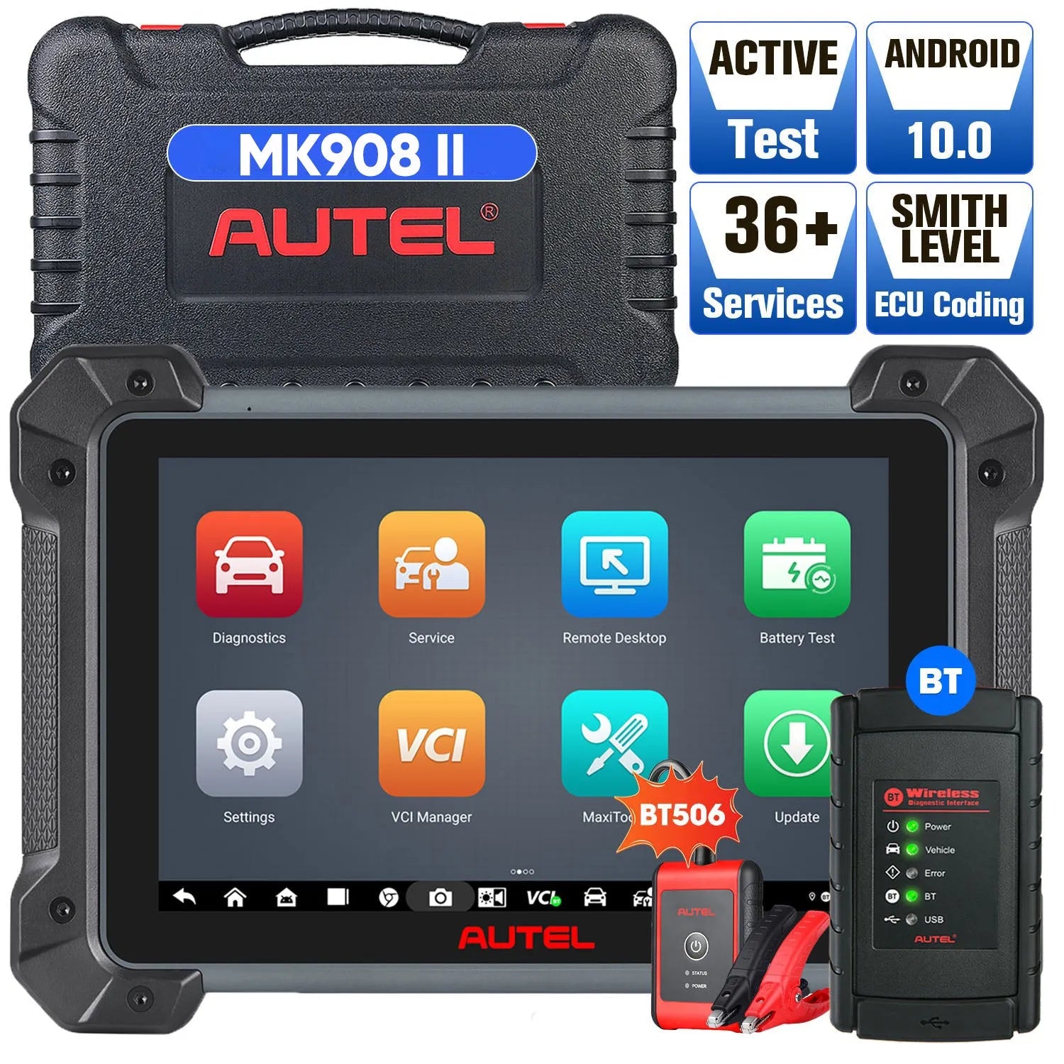 Autel MaxiCOM MK908 II 2026, OE-Level Full Systems Diagnostic Tool With Advanced ECU Coding, Support Bi-Directional Control, 36+ Maintenance Services, AutoScan 2.0,  VAG Guided Functions, Pre & Post ScanUpgraded Version of Autel MK908/MS908