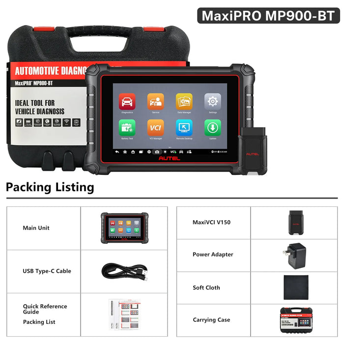 2025 Autel MaxiPRO MP900BT / MP900Z-BT OBD2 Diagnostic Scanner, 8'' Screen Tablet Tool Scanner, Advanced ECU Coding, OE-Level System Diagnostic, 8MP Rear Camera Pre & Post Scan, DoIP CAN FD Protocols Supported, Upgraded Ver. Of MP808BT PRO