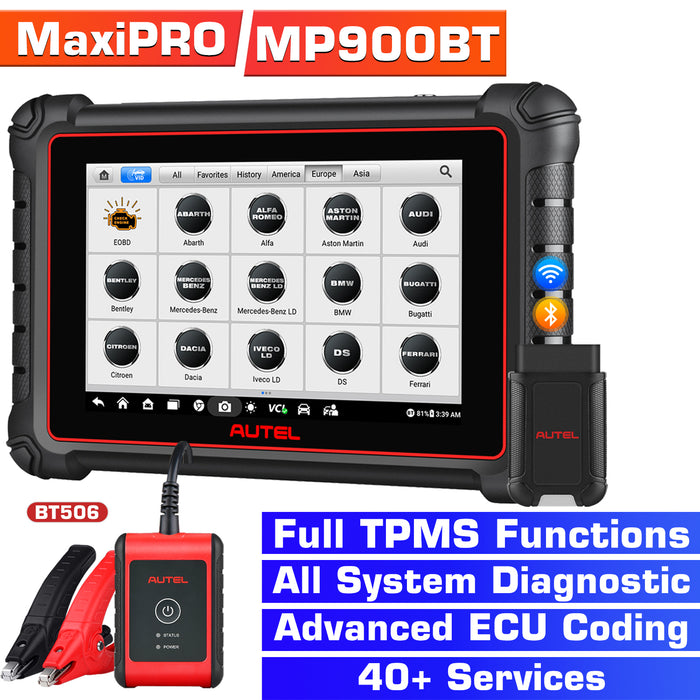 2024 Autel MaxiPRO MP900BT / MP900Z-BT OBD2 Diagnostic Scanner, 8'' Screen Tablet Tool Scanner, Advanced ECU Coding, OE-Level System Diagnostic, 8MP Rear Camera Pre & Post Scan, DoIP CAN FD Protocols Supported, Upgraded Ver. Of MP8 08BT PRO