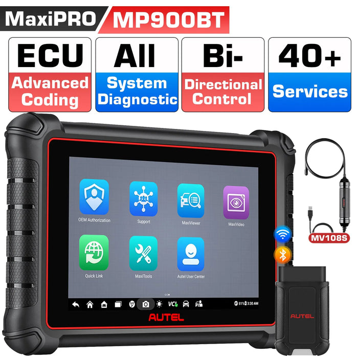2025 Autel MaxiPRO MP900BT / MP900Z-BT OBD2 Diagnostic Scanner, 8'' Screen Tablet Tool Scanner, Advanced ECU Coding, OE-Level System Diagnostic, 8MP Rear Camera Pre & Post Scan, DoIP CAN FD Protocols Supported, Upgraded Ver. Of MP808BT PRO