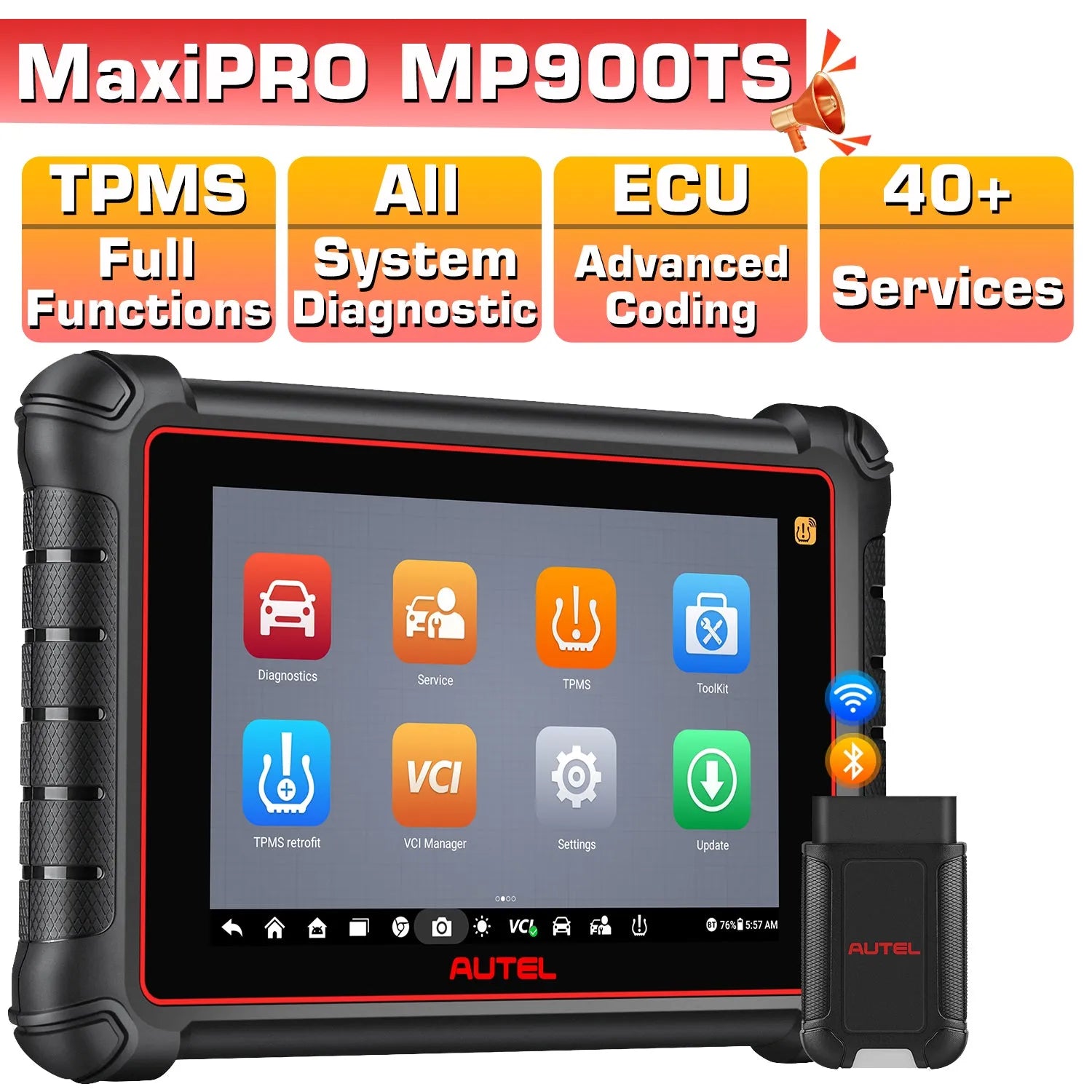 2026 Autel MaxiPRO MP900TS Diagnostic Scanner with Advanced TPMS Relearn Reset Programming Tool, 8'' Screen All System Diagnostic, Pre & Post Scan, DoIP CAN FD Protocols Supported, Upgraded Ver. Of MP808Z-TS/MP808TS