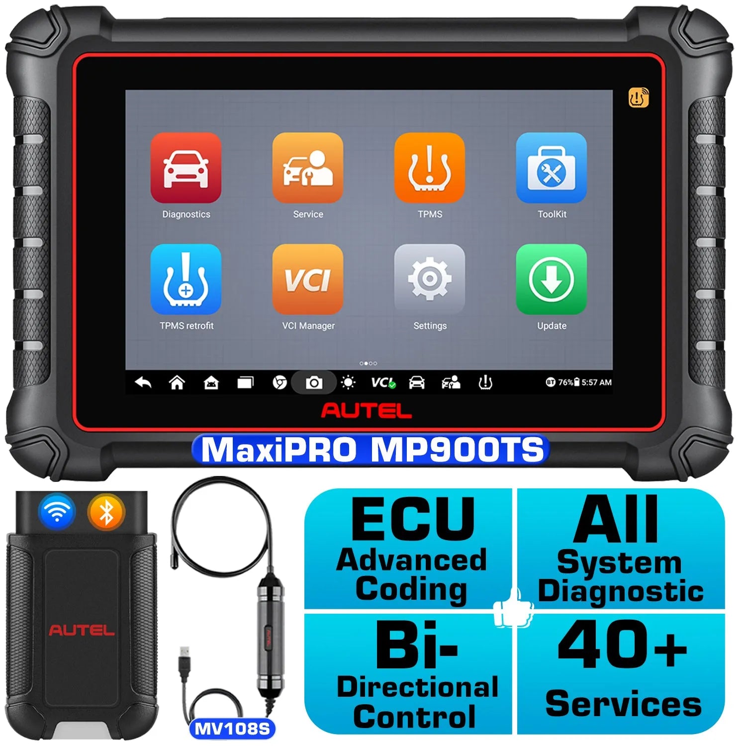 2026 Autel MaxiPRO MP900TS Diagnostic Scanner with Advanced TPMS Relearn Reset Programming Tool, 8'' Screen All System Diagnostic, Pre & Post Scan, DoIP CAN FD Protocols Supported, Upgraded Ver. Of MP808Z-TS/MP808TS