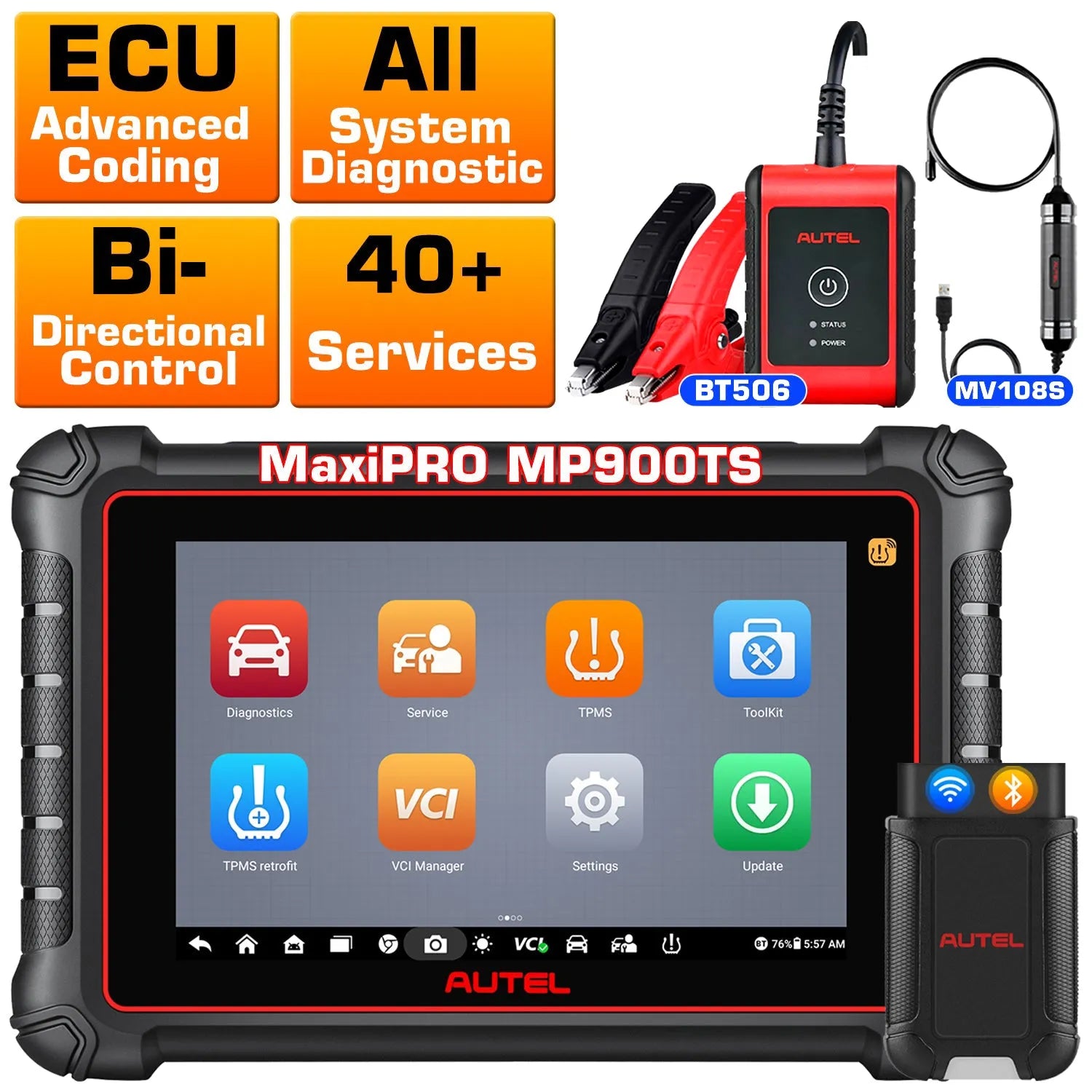 2026 Autel MaxiPRO MP900TS Diagnostic Scanner with Advanced TPMS Relearn Reset Programming Tool, 8'' Screen All System Diagnostic, Pre & Post Scan, DoIP CAN FD Protocols Supported, Upgraded Ver. Of MP808Z-TS/MP808TS