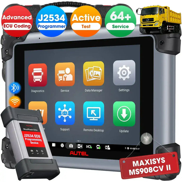 Autel Maxisys MS908CV II 2025 Heavy Duty Truck Scanner with J2534 ECU Programming, Diesel & Gasoline Scan Tool, Advanced ECU Coding, All System Diagnosis, Active Test, 64+ Service, Upgraded Ver. Of MS908CV