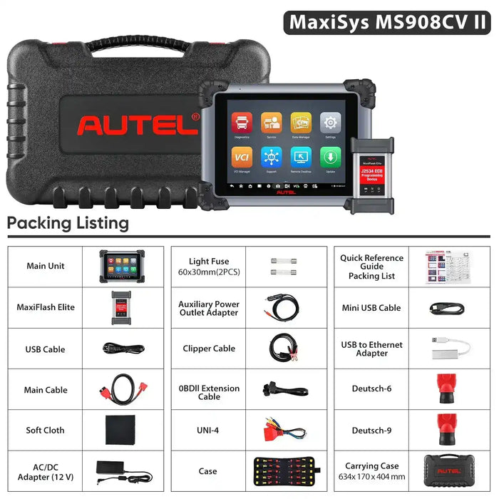 Autel Maxisys MS908CV II 2025 Heavy Duty Truck Scanner with J2534 ECU Programming, Diesel & Gasoline Scan Tool, Advanced ECU Coding, All System Diagnosis, Active Test, 64+ Service, Upgraded Ver. Of MS908CV