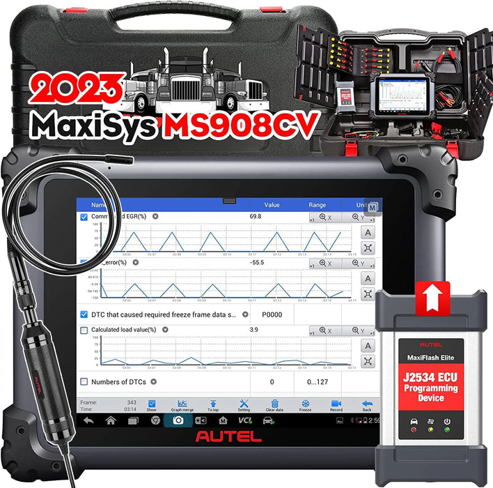 Autel Maxisys CV MS908CV Heavy Duty Truck Diagnostic Tool, Diesel Scanner for Commercial Vehicles With J2534 ECU Programming Tool