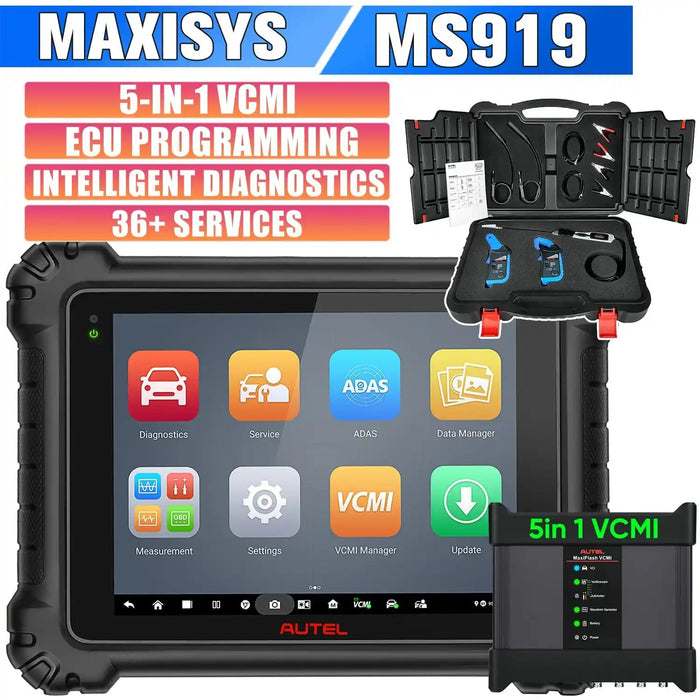 Autel Maxisys MS919 Automotive Diagnostic Scanner with Topology Module Mapping and 5-in-1 VCMI, ECU Programming & Coding, Same as MS Ultra (Upgraded of MS909/ Elite II)