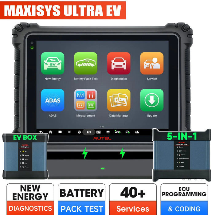 Autel Maxisys Ultra EV (Global Version) Electric Car Diagnostic Scanner, High-Voltage System Diagnose & Battery Pack Test, Online ECU Programming / Coding, Topology Map, 40+ Services