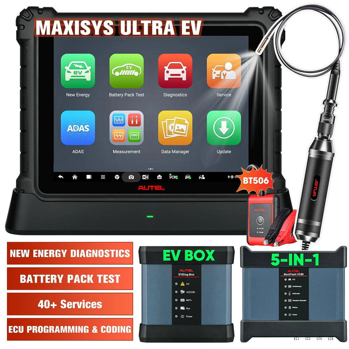 Autel Maxisys Ultra EV (Global Version) Electric Car Diagnostic Scanner, High-Voltage System Diagnose & Battery Pack Test, Online ECU Programming / Coding, Topology Map, 40+ Services