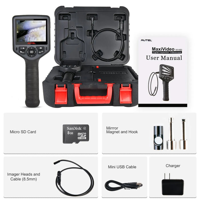 Autel Maxivideo MV460 1080P HD Industrial Videoscope, Waterproof Inspection Camera with Full-Color Screen, 7X Digital Zoom