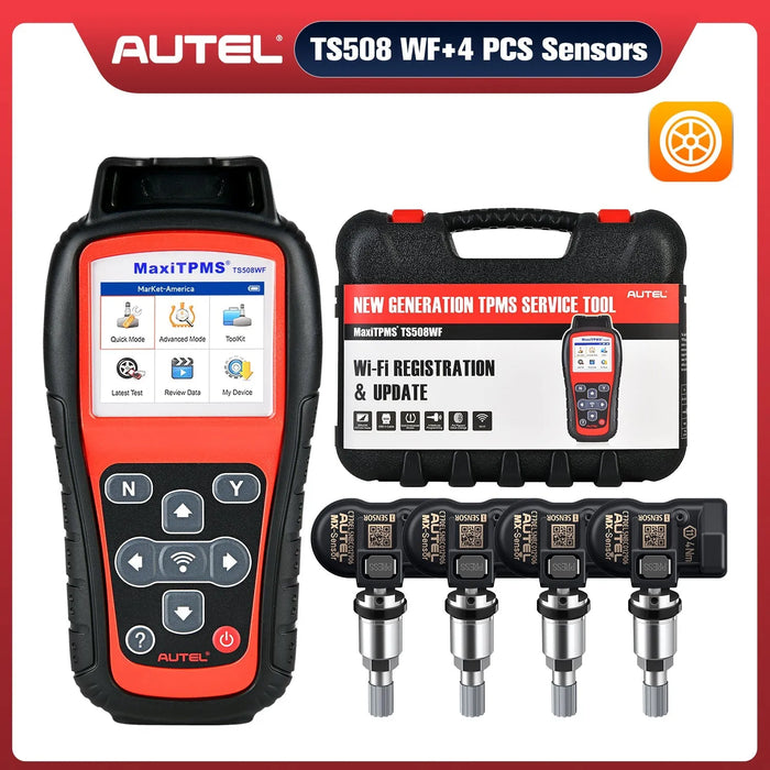 Autel MaxiTPMS TS508WF Kit WiFi TPMS Programming Tool With 4 PCS MX-Sensors, Activate/Relearn/Reset/Diagnosis All Sensors, Program MX-Sensors (315/433MHz)