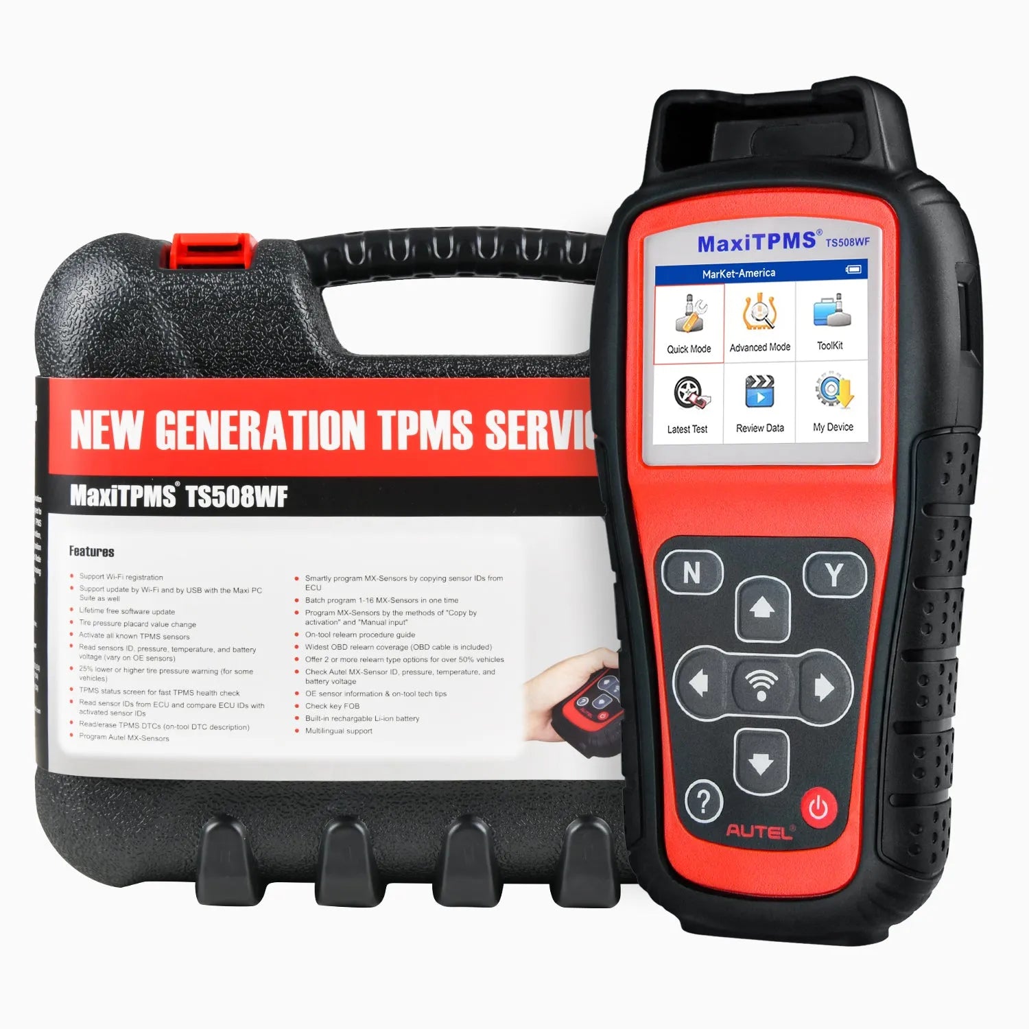 Autel MaxiTPMS TS508WF Advanced TPMS Service Tool 2026 With Wi-Fi Updates, Program MX-Sersors 315/433MHz, Relearn/Activate All Sensors