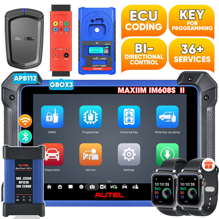 Autel MaxiIM IM608S II / IM608 PRO II Automotive All-In-One Key Programming Tool with Free OTOFIX Watch, Top IMMO Functions, Advanced ECU Coding, No IP Limitation, Upgrade of IM608 PRO/IM608/IM508