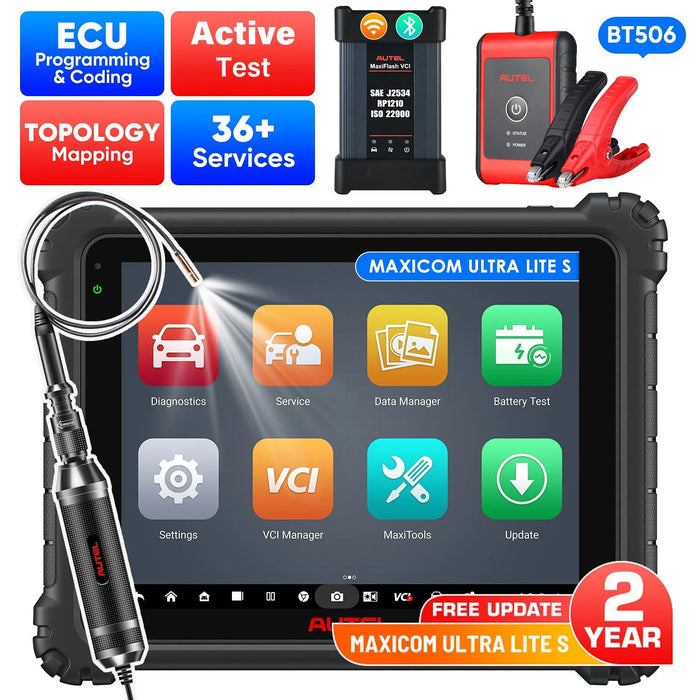 【2-Year Free Update】Autel MaxiCOM Ultra Lite S All System Diagnostic Scanner, Motor TruSpeed Repair, New Topology 2.0, ECU Programming & Coding, 3000+ Active Test, 36+ Service, Upgrade Of Maxisys MS919/ Elite II Pro