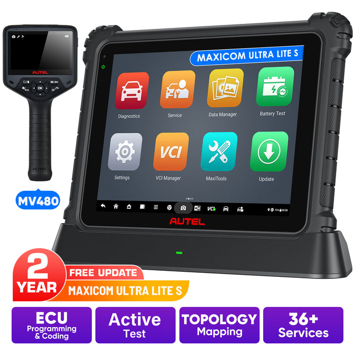 【2-Year Free Update】Autel MaxiCOM Ultra Lite S All System Diagnostic Scanner with Topology Mapping and J2534 ECU Programming Tool