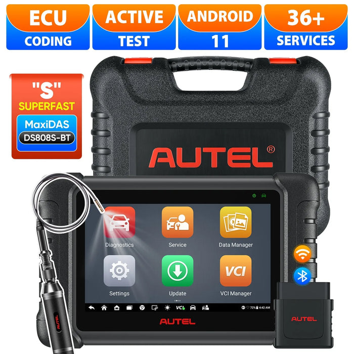Autel MaxiDAS DS808S-BT OBD2 Diagnostic Scanner with Android 11, Advanced ECU Coding, Bi-Directional Control, Support Multi-Language, 36+ Services, Upgraded Ver. Of DS808/MP808