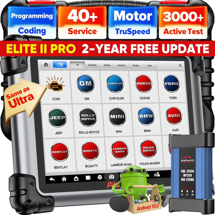 【2-Year Free Update】Autel Maxisys Elite II Pro Automotive Diagnostic Tool Bi-Directional Scanner With MaxiFlash VCI, ECU Programming & Coding, Auto Scan 2.0, 38+ Services,  Upgrade Of Maxisys Elite/Elite II/MS908 PRO