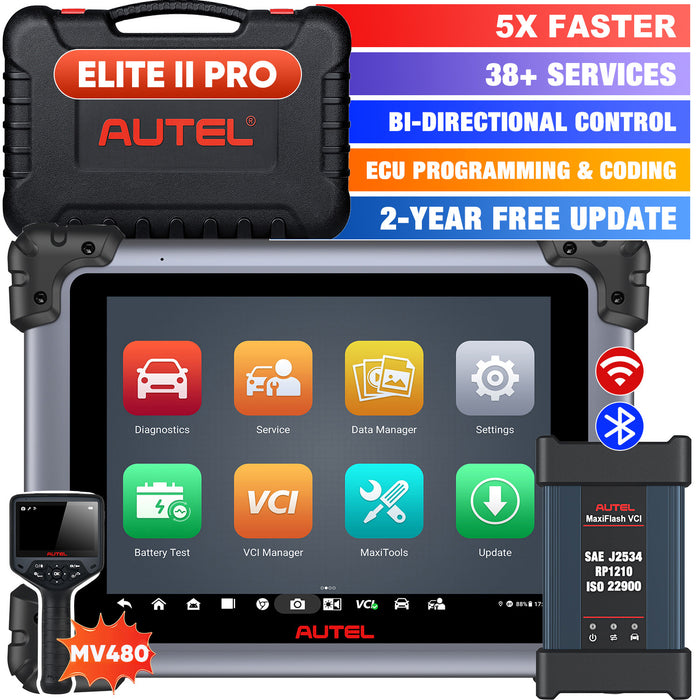 【2-Year Free Update】 Autel Maxisys Elite II Pro Automotive Diagnostic Tool Bi-Directional Scanner With MaxiFlash VCI, 36+ Services