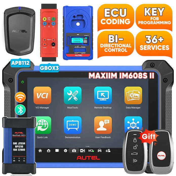 Autel MaxiIM IM608S II / IM608 PRO II Automotive All-In-One Key Programming Tool with 2 Free Random Ikeys, Top IMMO Functions, Advanced ECU Coding, No IP Limitation, Upgrade of IM608 PRO/IM608/IM508