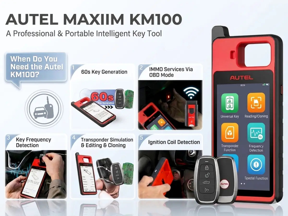 Autel MaxiIM KM100 Key Programmer for Car Key Programming, Key Addition and Lost Key Replacement Across 700+ Vehicle Models Including Toyota, Honda and Nissan