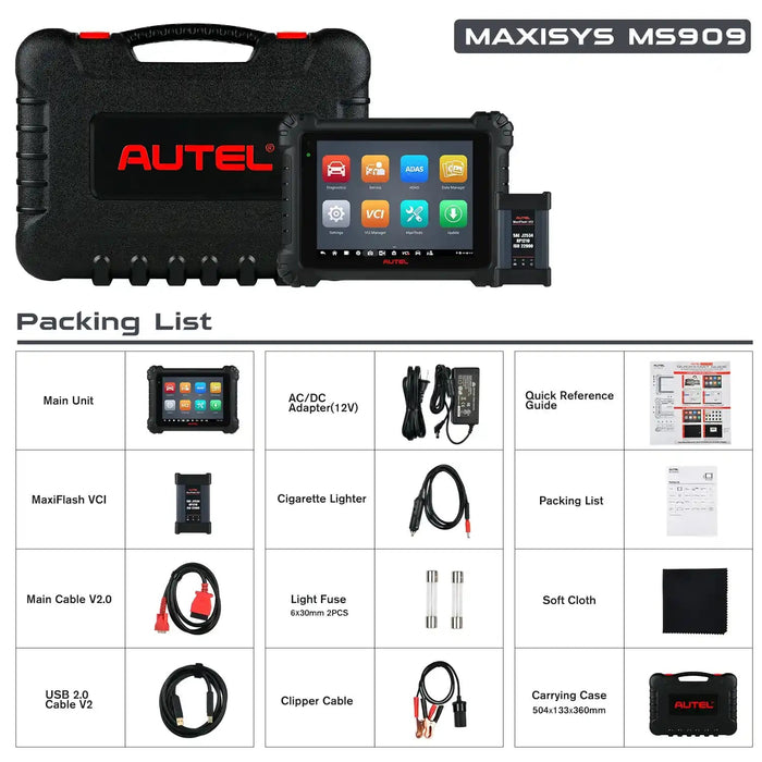 Autel MaxiSys MS909 Diagnostic Scanner with MaxiFlash VCI, J2534 ECU Programming & Coding, Bi-Directional Control, 36+ Special Services, Same as Ultra/ MS919