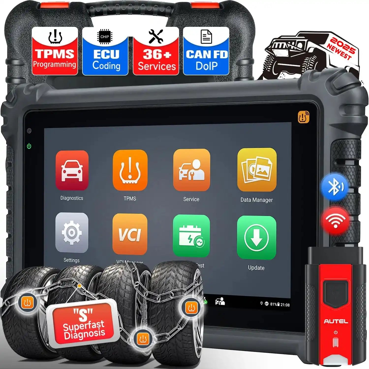 2026 MaxiCOM MK906S Pro2-TS / MK906 Pro2-TS Autel Scanner with TPMS Functions ECU Coding, Bi-directional Control, Upgraded MK906Pro TS / MK906S Pro TS