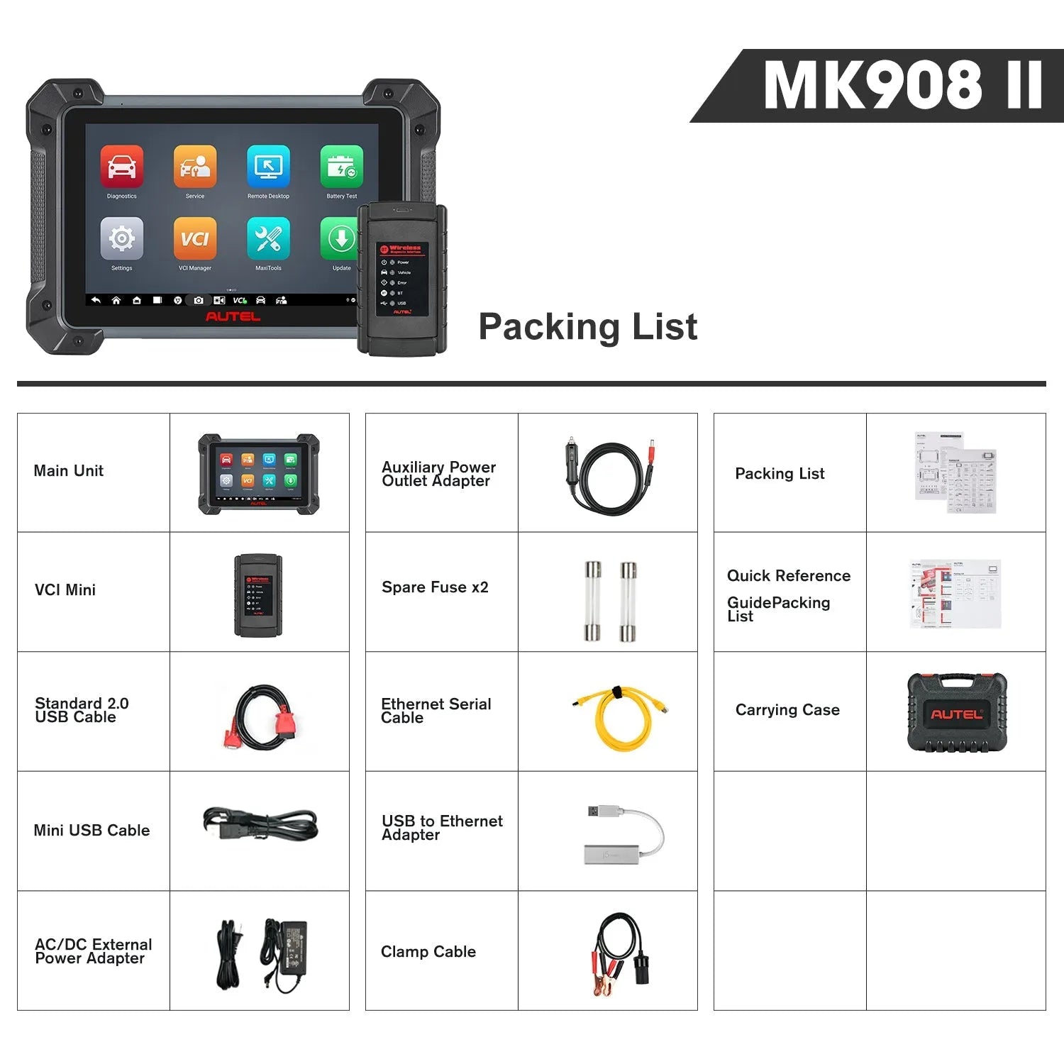 Autel MaxiCOM MK908 II 2026, OE-Level Full Systems Diagnostic Tool With Advanced ECU Coding, Support Bi-Directional Control, 36+ Maintenance Services, AutoScan 2.0,  VAG Guided Functions, Pre & Post ScanUpgraded Version of Autel MK908/MS908
