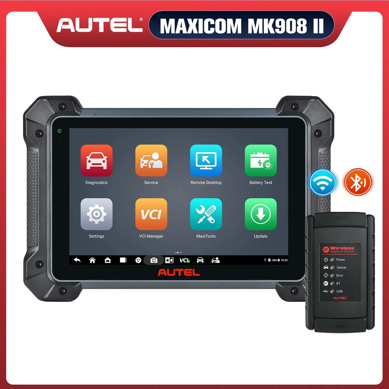Autel MaxiCOM MK908 II 2026, OE-Level Full Systems Diagnostic Tool With Advanced ECU Coding, Support Bi-Directional Control, 36+ Maintenance Services, AutoScan 2.0,  VAG Guided Functions, Pre & Post ScanUpgraded Version of Autel MK908/MS908