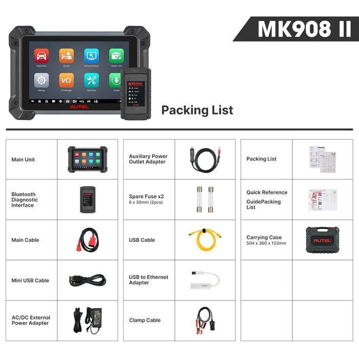 Autel MaxiCOM MK908 II 2026, OE-Level Full Systems Diagnostic Tool With Advanced ECU Coding, Support Bi-Directional Control, 36+ Maintenance Services, AutoScan 2.0,  VAG Guided Functions, Pre & Post ScanUpgraded Version of Autel MK908/MS908