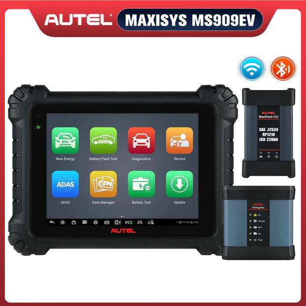 Autel Maxisys MS909EV Intelligent EV Diagnostics Scanner with MaxiFlash VCI/J2534, High-Voltage System & Battery Pack Diagnostics, ECU Programming & Coding, Topology 2.0, 40+ Services, Same as Autel Ultra EV