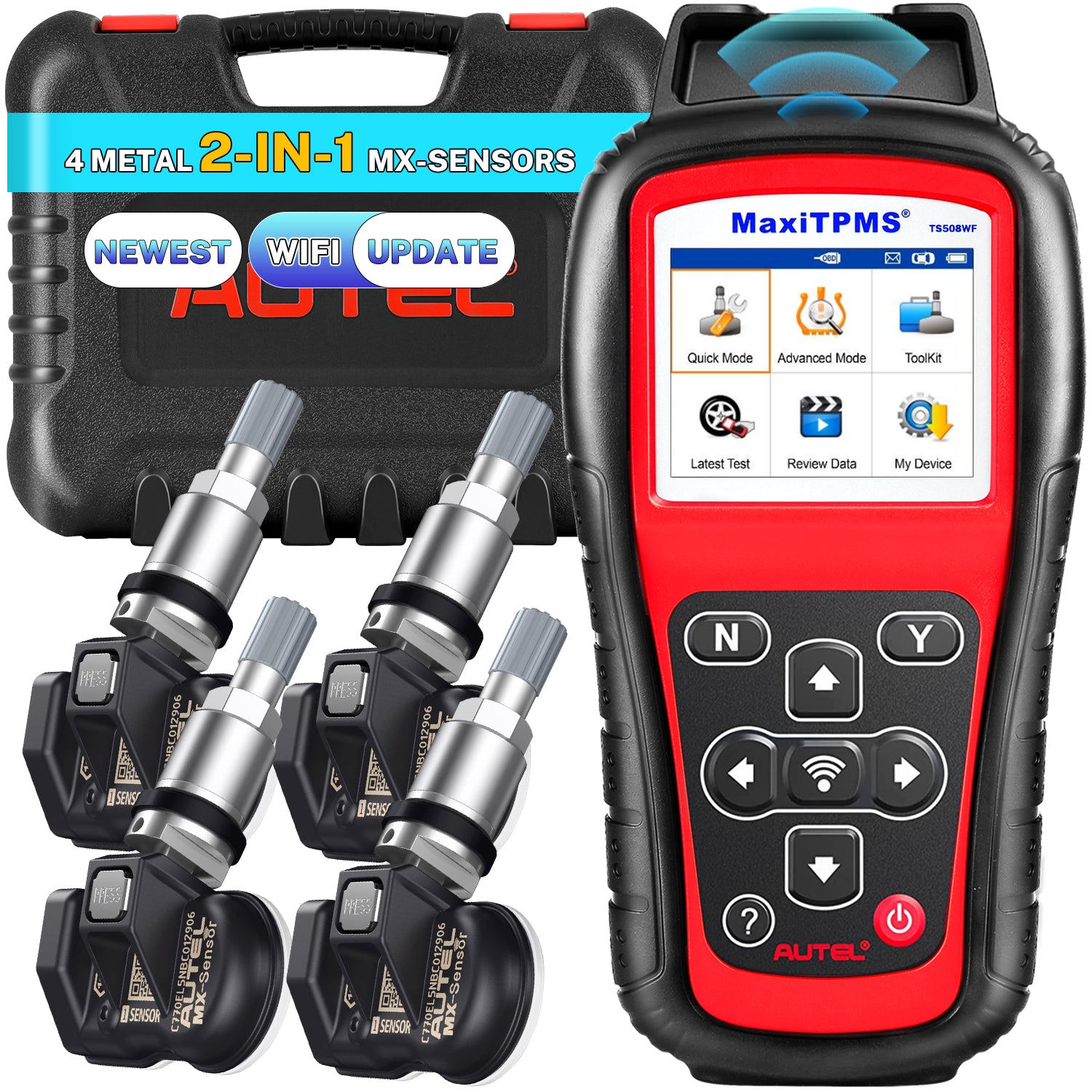 Autel MaxiTPMS TS508WF Advanced TPMS Service Tool 2026 With Wi-Fi Updates, Program MX-Sersors 315/433MHz, Relearn/Activate All Sensors