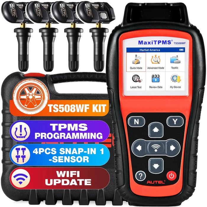 Autel MaxiTPMS TS508WF Kit WiFi TPMS Programming Tool With 4 PCS MX-Sensors, Activate/Relearn/Reset/Diagnosis All Sensors, Program MX-Sensors (315/433MHz)