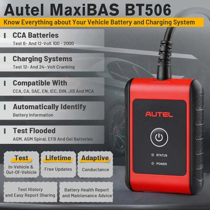 Autel MaxiBAS BT506 Car Battery Tester & Analyzer, 100% Detection Rate of Bad Batteries
